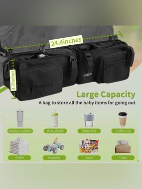 Mido Black Multi-Pocket Stroller Organizer